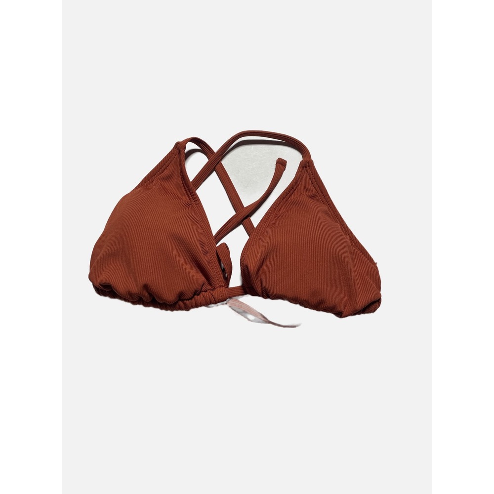 Shade‎ & Shore Bikini Top Womens XS Brown Ribbed Triangle Summer Swimwear
